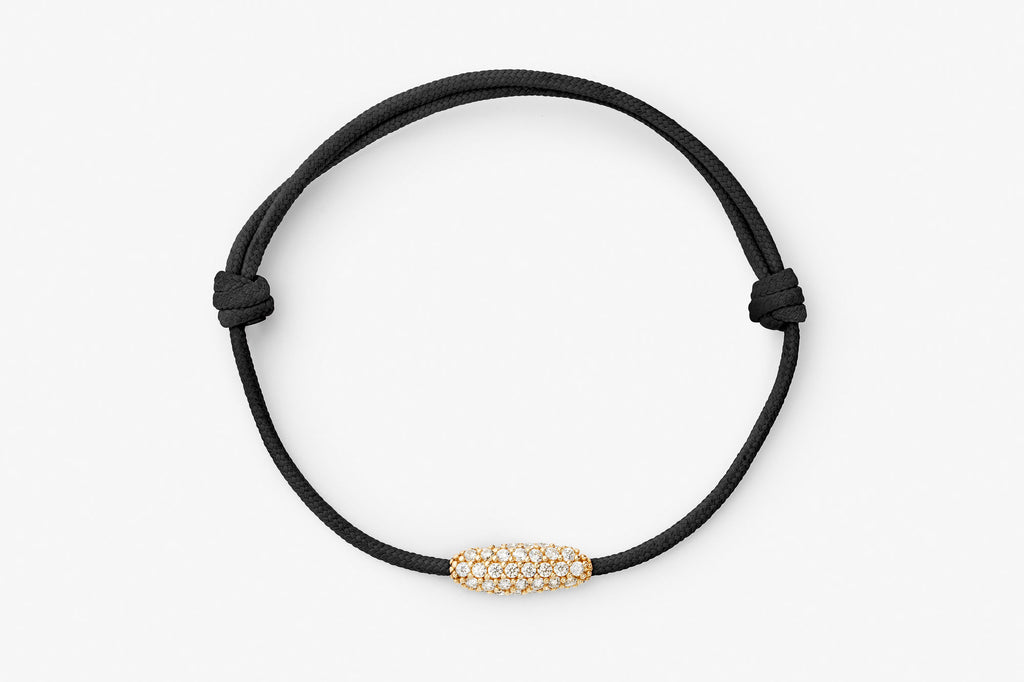 Pavé Cord Black 14k Gold Bracelet w. Lab-Grown Diamonds