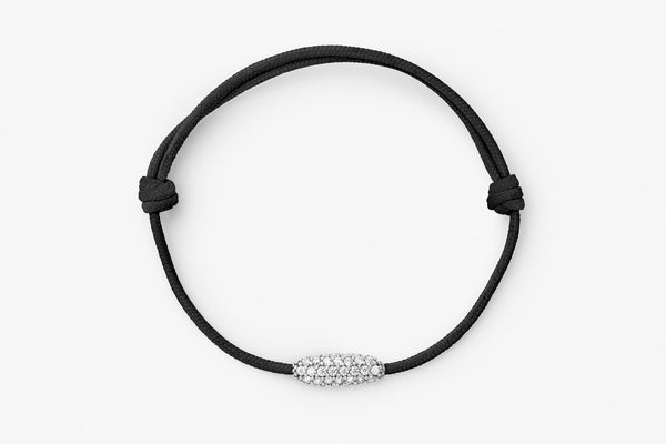 Pavé Cord Sort 14k Hvidguld Armbånd m. Lab-Grown Diamanter