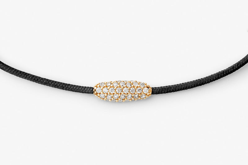 Pavé Cord Sort 14k Guld Armbånd m. Lab-Grown Diamanter