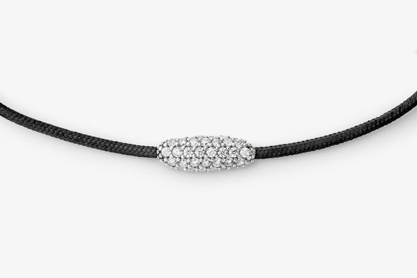 Pavé Cord Sort 14k Guld Armbånd m. Lab-Grown Diamanter