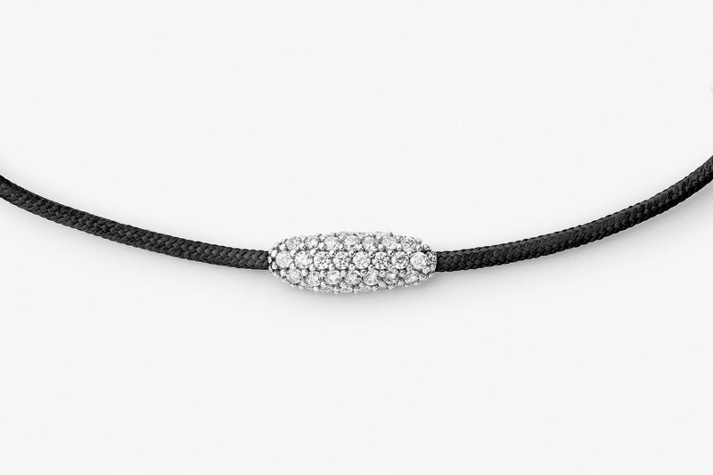 Pavé Cord Sort 14k Hvidguld Armbånd m. Lab-Grown Diamanter