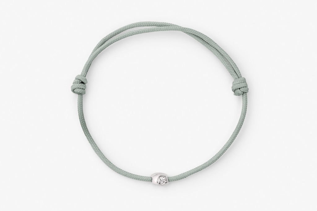 Stone Cord Green 14k Whitegold Bracelet w. Lab-Grown Diamond