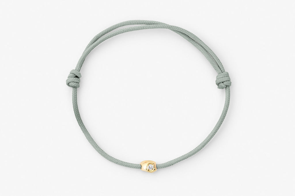 Stone Cord Green 14k Gold Bracelet w. Lab-Grown Diamond