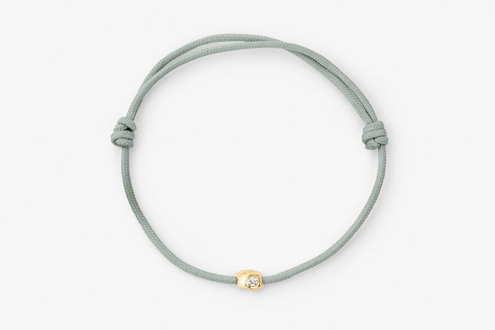 Stone Cord Green 14k Gold Bracelet w. Lab-Grown Diamond