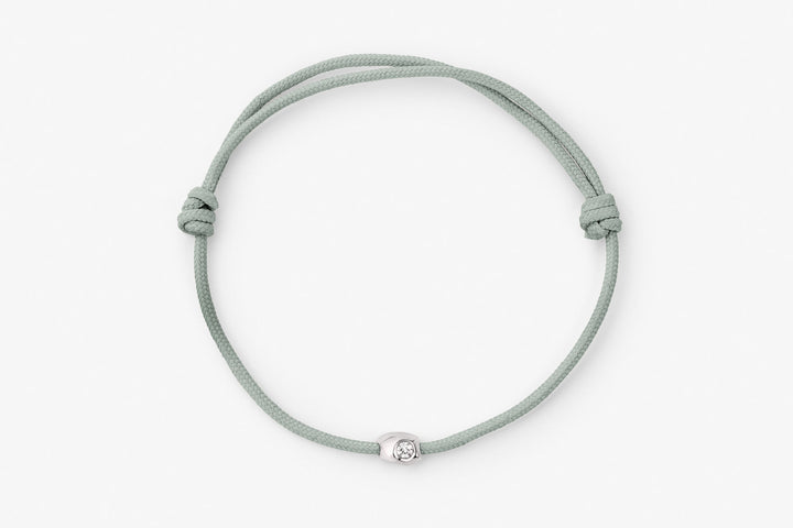 Stone Cord Green 14k Whitegold Bracelet w. Lab-Grown Diamond