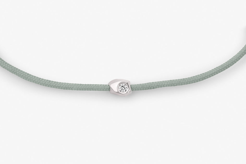 Stone Cord Green 14k Whitegold Bracelet w. Lab-Grown Diamond