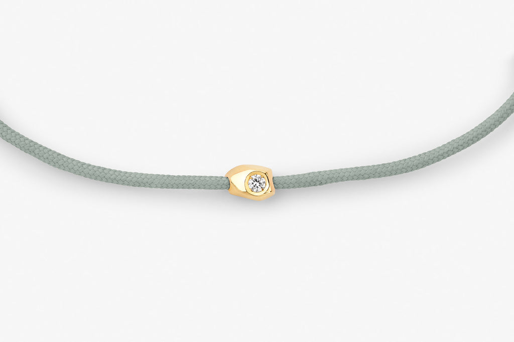 Stone Cord Green 14k Gold Bracelet w. Lab-Grown Diamond