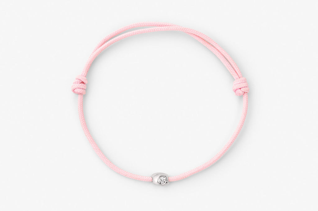 Stone Cord Pink 14k Whitegold Bracelet w. Lab-Grown Diamond