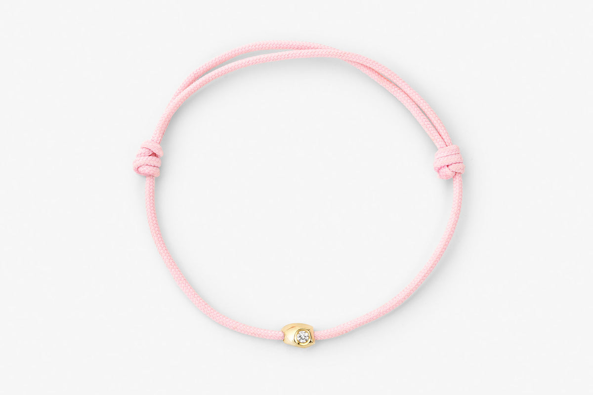 Stone Cord Pink 14k Guld m. Lab-Grown Diamanter