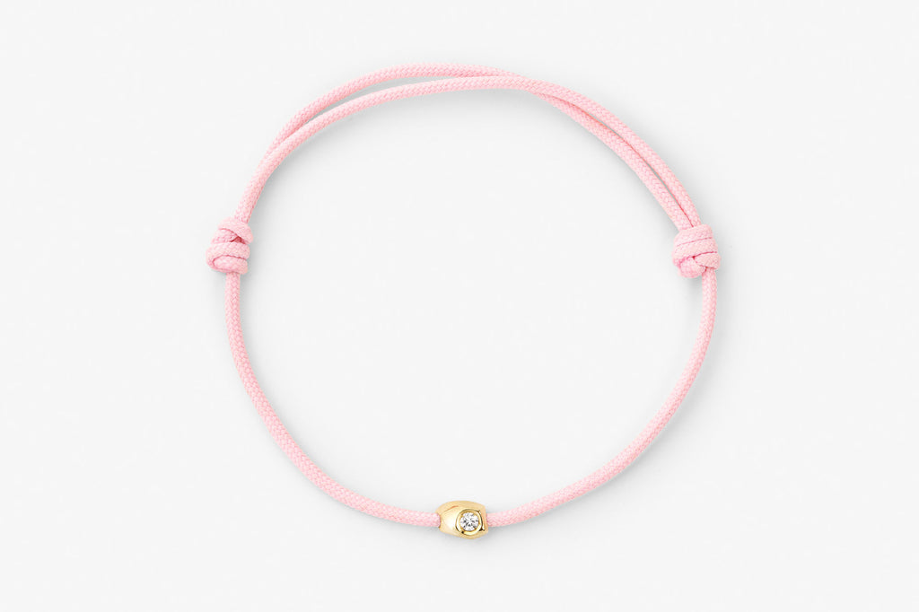 Stone Cord Pink 14k Gold Bracelet w. Lab-Grown Diamond