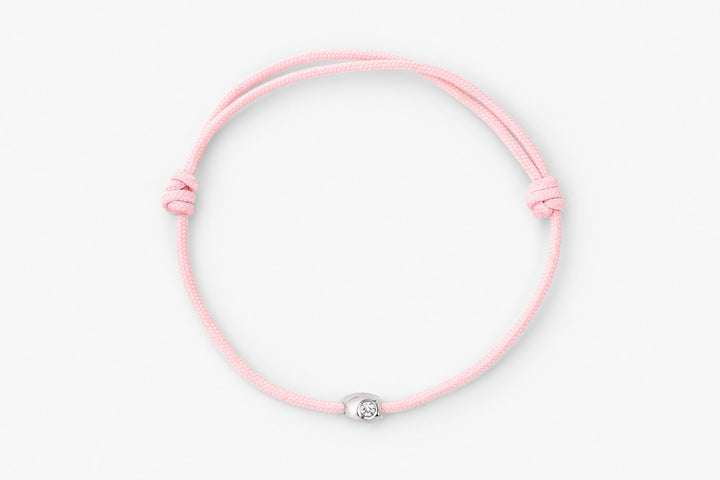 Stone Cord Pink 14k Whitegold Bracelet w. Lab-Grown Diamond