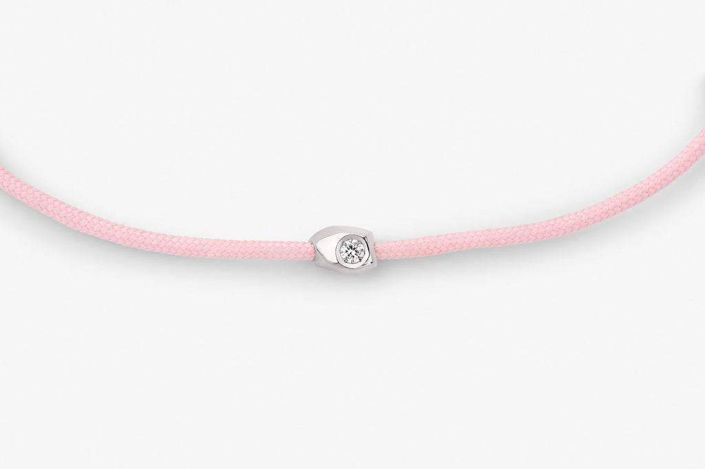 Stone Cord Pink 14k Whitegold Bracelet w. Lab-Grown Diamond
