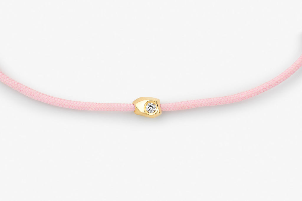 Stone Cord Pink 14k Gold Bracelet w. Lab-Grown Diamond