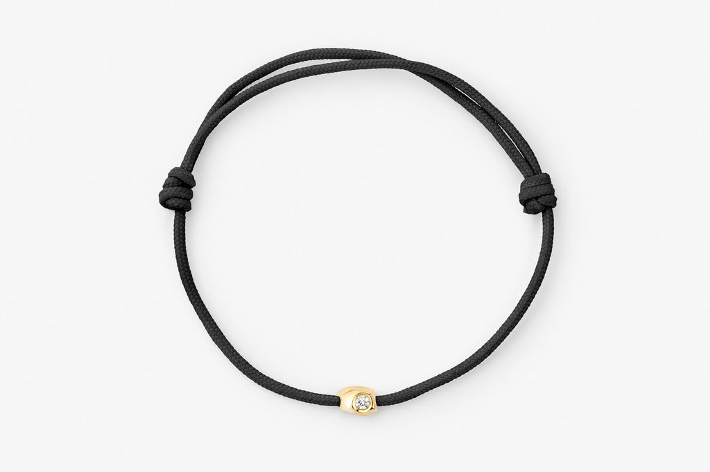 Stone Cord Black 14k Gold Bracelet w. Lab-Grown Diamond