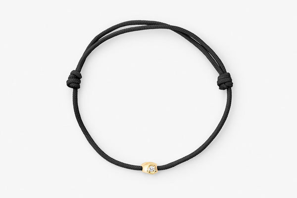 Stone Cord Sort 14k Guld Armbånd m. Lab-Grown Diamant