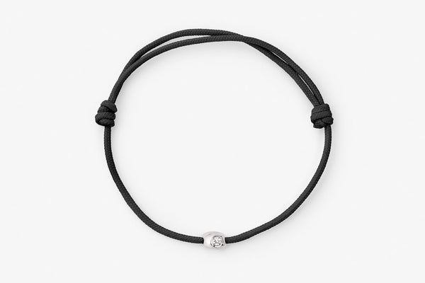 Stone Cord Sort 14k Hvidguld Armbånd w. Lab-Grown Diamant