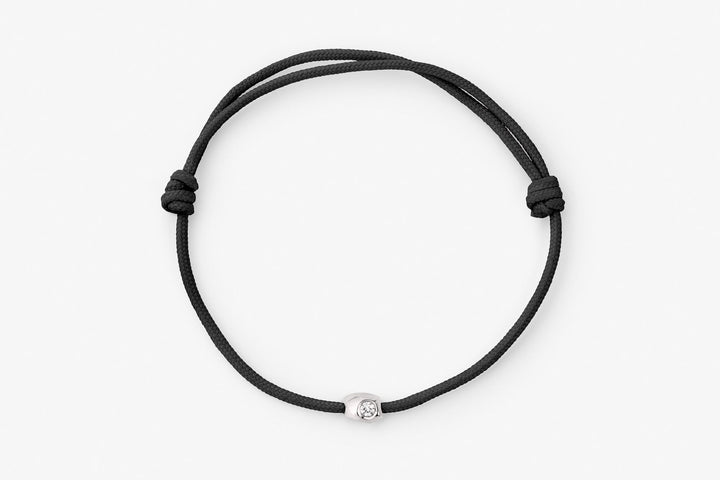 Stone Cord Black 14k Whitegold Bracelet w. Lab-Grown Diamond