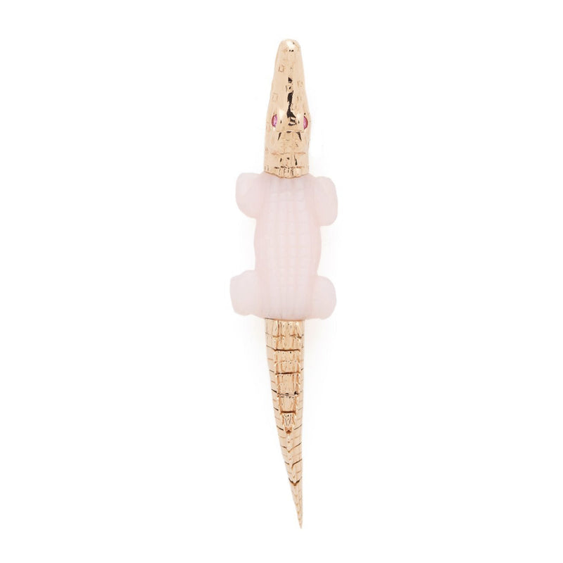 Pink Opal Alligator Bite 18K Gold Earring