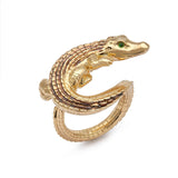 Alligator Twist 18K Gold Ring w. Tsavorite