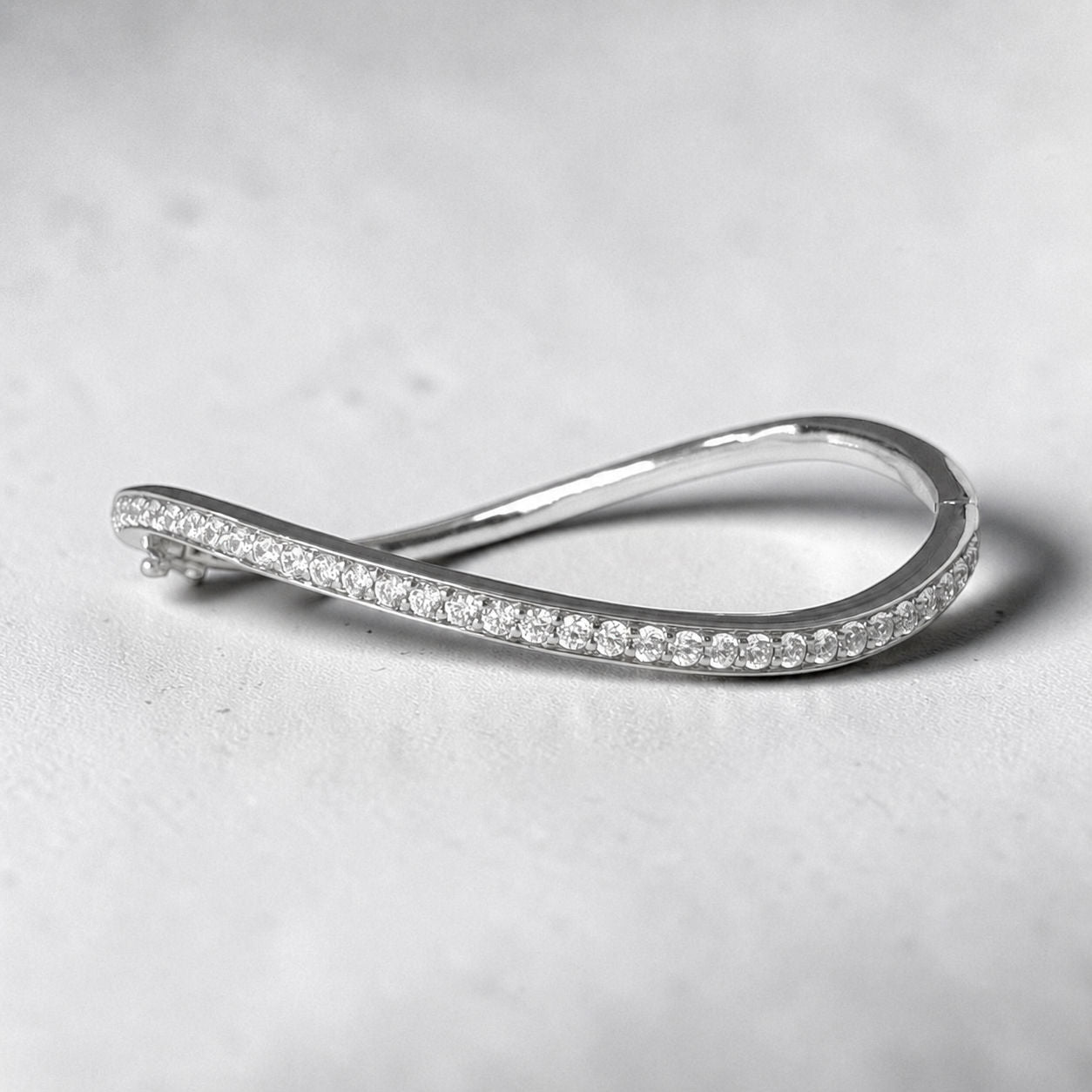 Allure Bold 14K White Gold Bangle w. Lab-Grown Diamonds