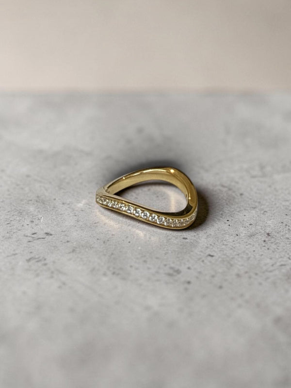 Allure Slim Half Pavé 14K Gold Ring w. Lab-Grown Diamonds