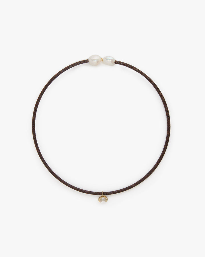 Ancora tu Brown 9K Gold Necklace w. Sapphire