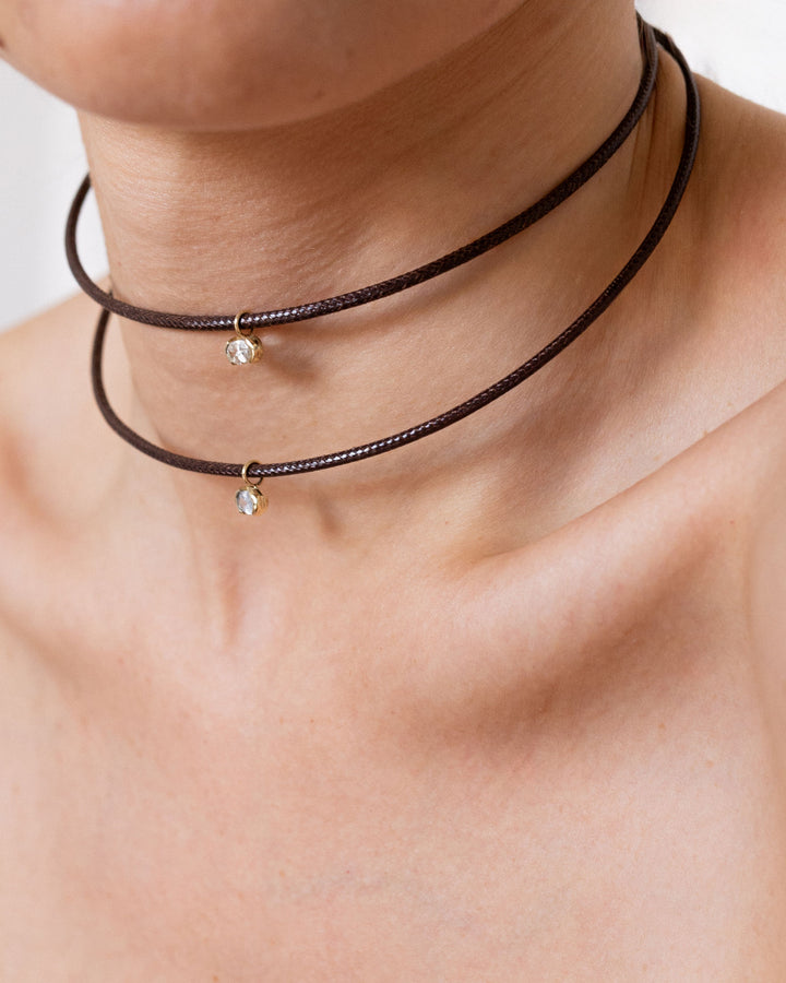 Ancora tu Brown 9K Gold Necklace w. Sapphire