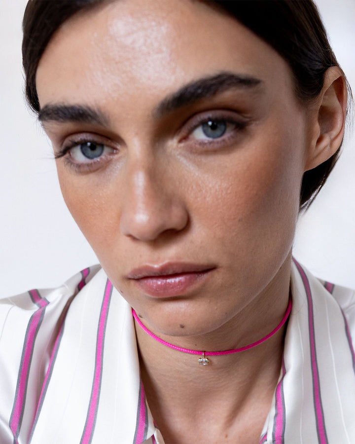 Ancora tu Pink 9K Gold Necklace w. Sapphire