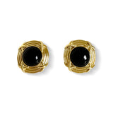 Black Stone 18K Gold Plated Earrings