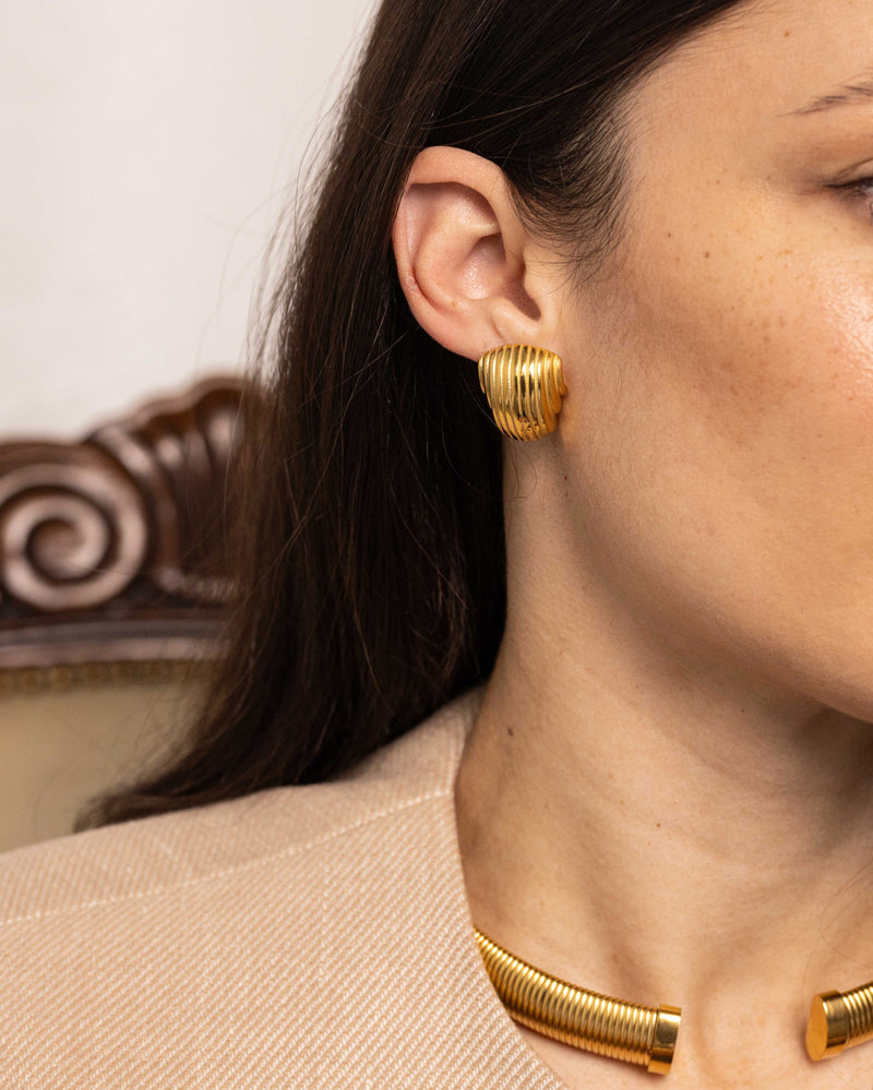 Chunky Ridge 18K Gold Plated Earrings