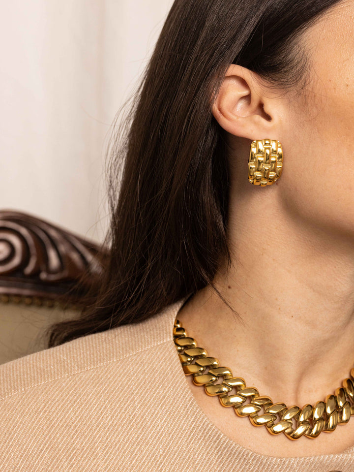 Klobiges Gewebe 18k Gold plattiert Ohrringe