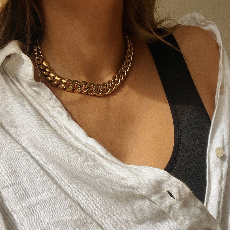 Chubby Chain Link 18K Gold Plated Necklace