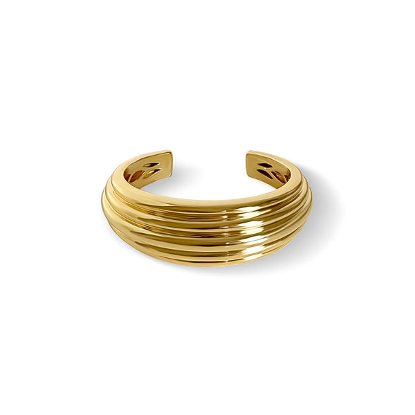 Chunky Ridge 18K Gold Plated Bangle