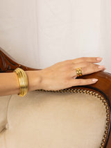 Chunky Ridge 18K Gold Plated Bangle