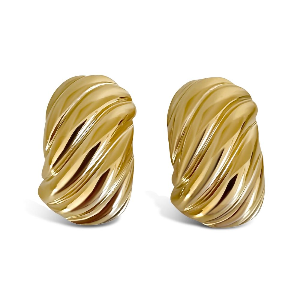 Chunky Ribbed 18K Forgyldte Øreringe
