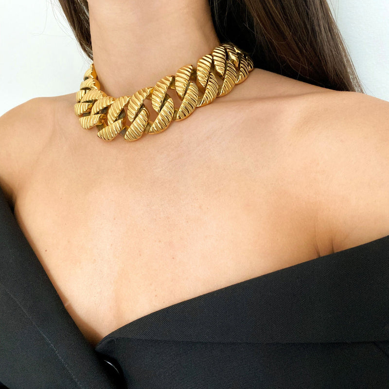 Ridge Chunky Chain 24K Gold Plated Necklace