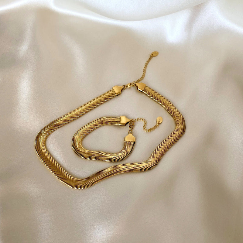 Flat Snake 18K Gold Plated Necklace