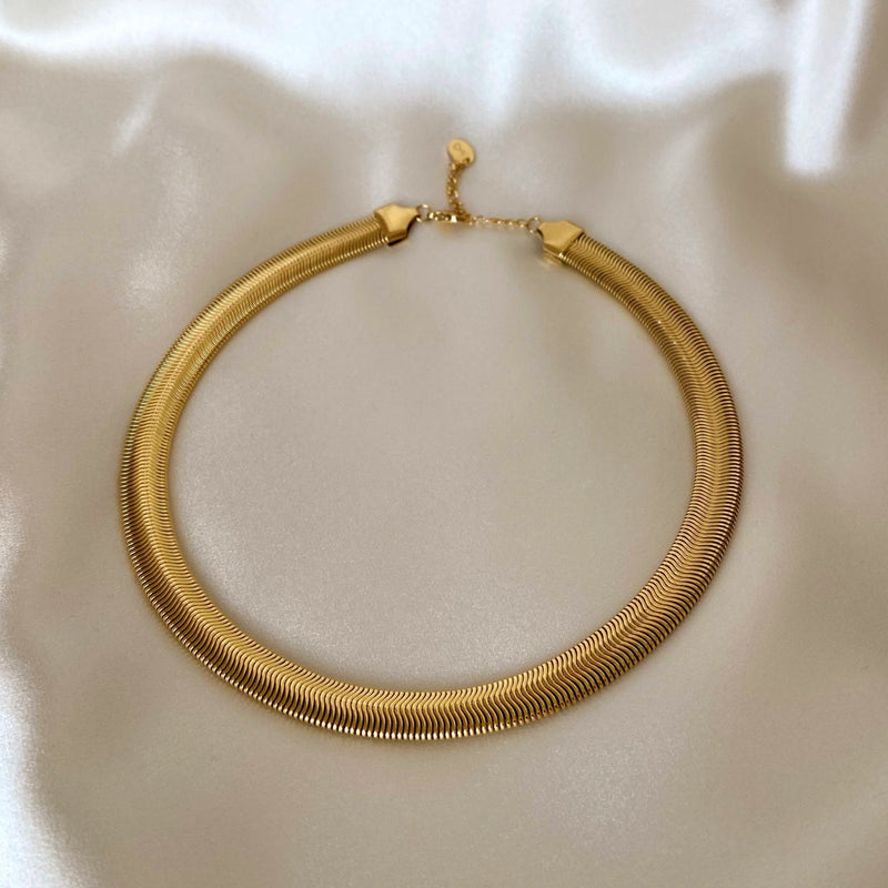 Flat Snake 18K Gold Plated Necklace