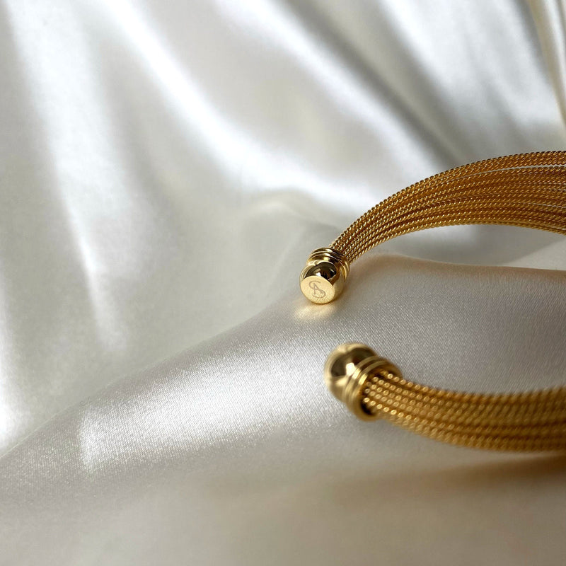 Mesh 18K Gold Plated Bangle