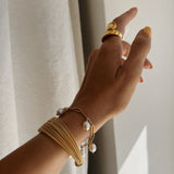 Drop 18K Gold Plated Bracelet w. Pearls