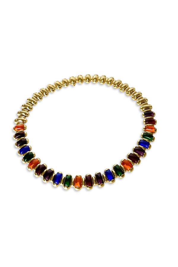 Chunky Rainbow 18K Gold Plated Necklace w. Zirconia