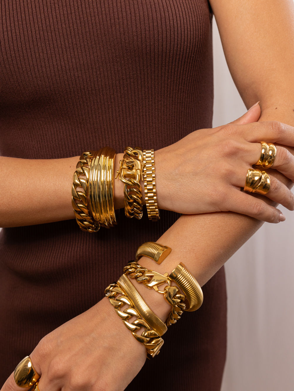 Doppelkuppel 18k Gold plattiert Ring