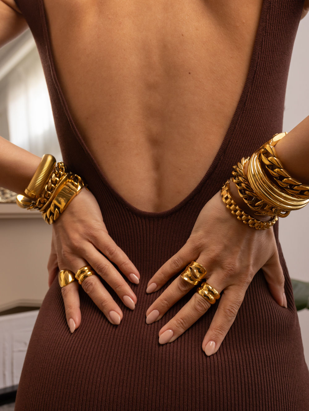 Doppelkuppel 18k Gold plattiert Ring