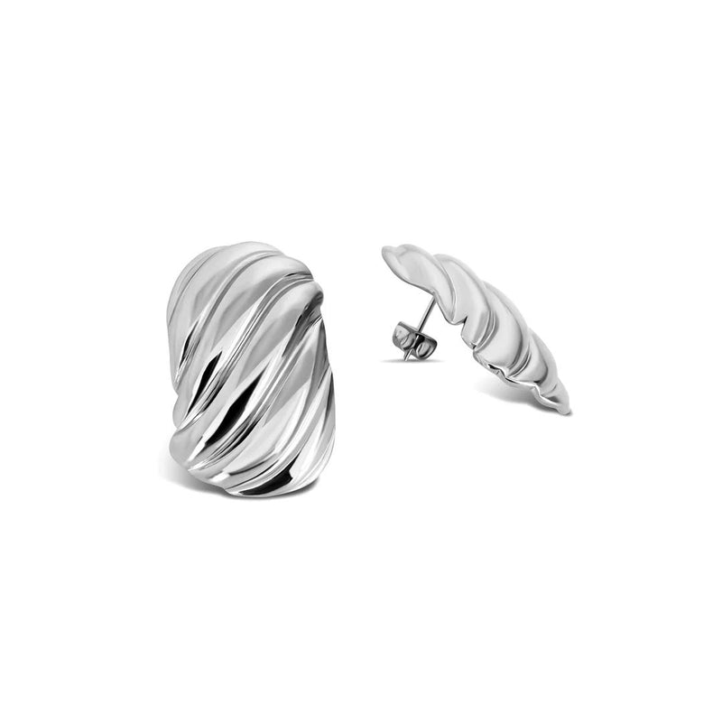Chunky Ribbed Poleret Øreringe