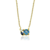 Artisia Leaf 18K Gold Necklace w. Sapphires & Diamond