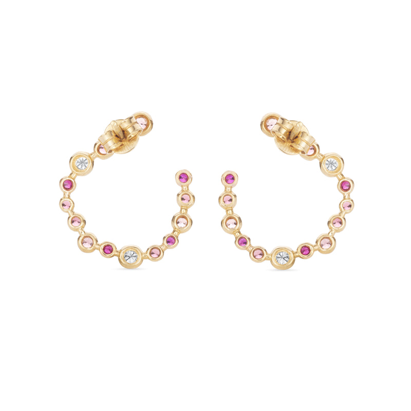 Artisia Leaf 18K Gold Earrings w. Diamonds & Rubies