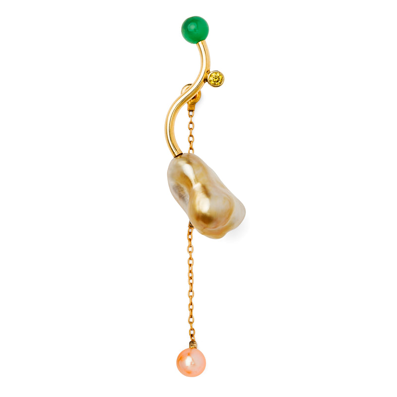 Short Arwa 14K Gold Earring w. Pearls