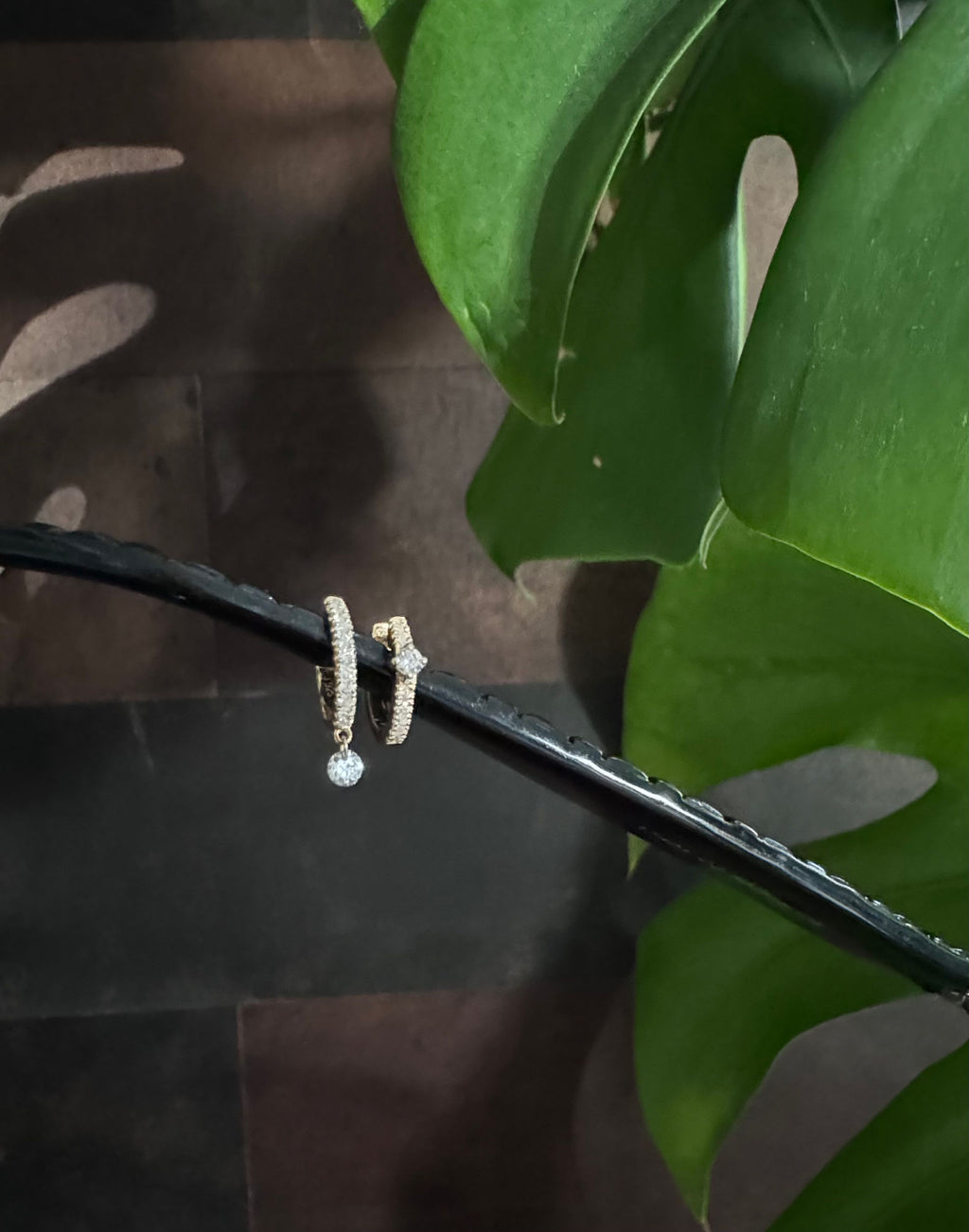 Astra 14K Gold, White Gold or Rose Gold Huggie w. Diamonds