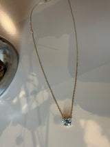 Auria Solitaire 14K Gold, Whitegold or Rosegold Necklace w. Diamonds