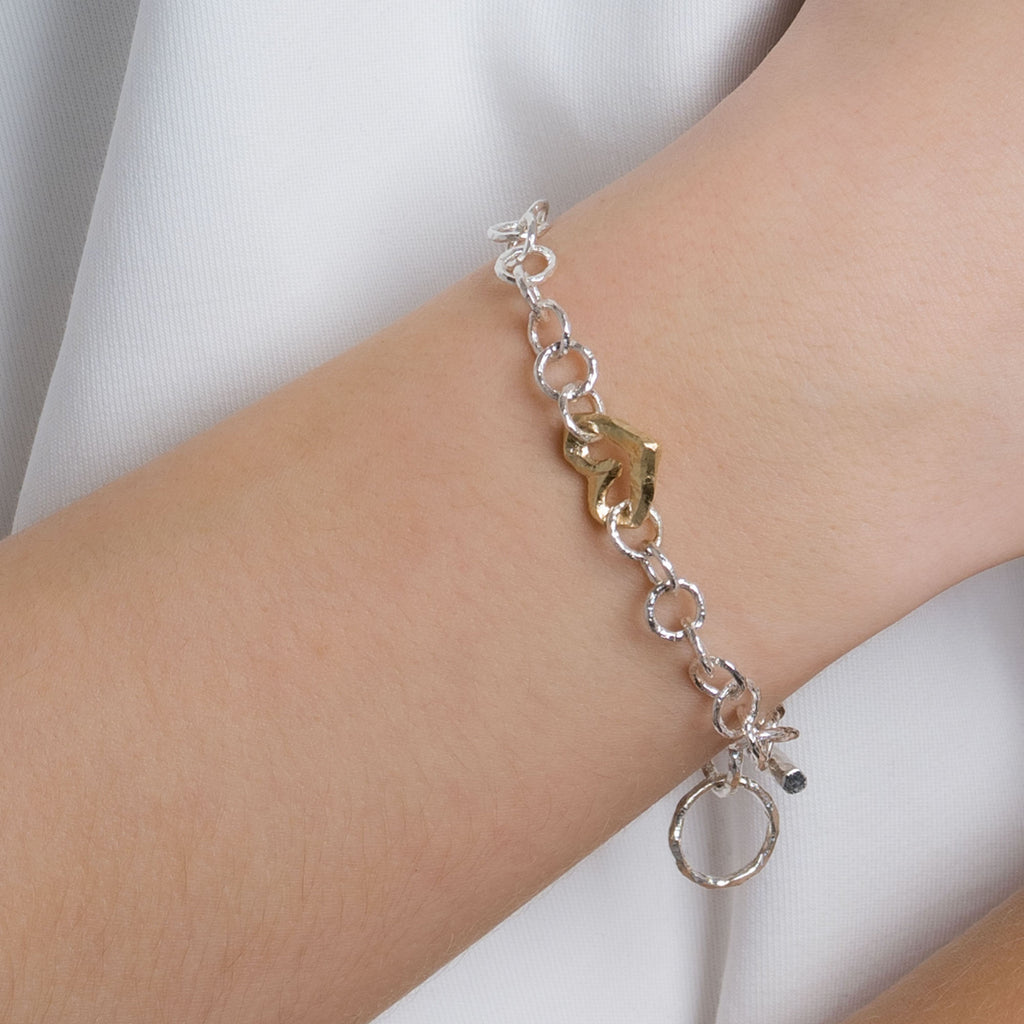 Ringo Mini Heart 18K Gold & Silver Bracelet